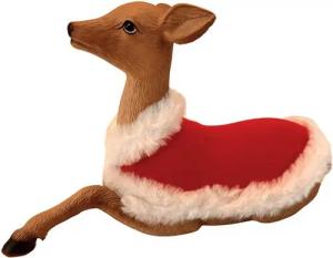Online-Fuchs Dekofigur Reh mit weihnachtlichem Gewand (aus Polyresin (Kunstharz) gefertigt), ca. 29 cm groß - Weihnachtsdeko