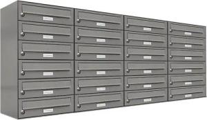 AL Briefkastensysteme Wandbriefkasten 24 Fach Premium Briefkasten A4 in RAL Farbe 9007 Aluminium Grau