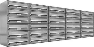 AL Briefkastensysteme Wandbriefkasten 30 Fach Premium Edelstahl Briefkasten Post A4 modern robustwetterfest