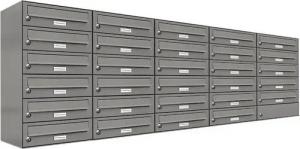 AL Briefkastensysteme Wandbriefkasten 29 Fach Premium Briefkasten A4 in RAL Farbe 9007 Aluminium Grau
