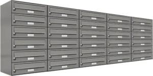 AL Briefkastensysteme Wandbriefkasten 30 Fach Premium Briefkasten A4 in RAL Farbe 9007 Aluminium Grau