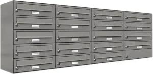 AL Briefkastensysteme Wandbriefkasten 19 Fach Premium Briefkasten A4 in RAL Farbe 9007 Aluminium Grau