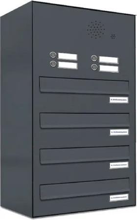 AL Briefkastensysteme Durchwurfbriefkasten 4 Fach Premium Briefkasten A4 in RAL 7016 Anthrazit Grau wetterfest