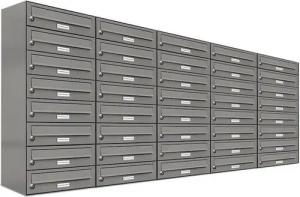 AL Briefkastensysteme Wandbriefkasten 40 Fach Premium Briefkasten A4 in RAL Farbe 9007 Aluminium Grau