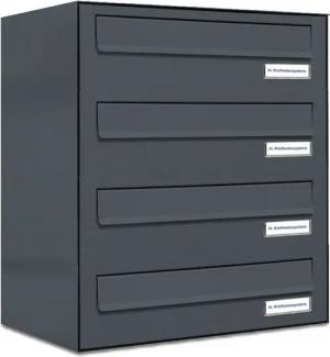 AL Briefkastensysteme Durchwurfbriefkasten 4 Fach Premium Briefkasten A4 in RAL 7016 Anthrazit Grau wetterfest