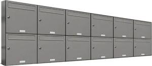AL Briefkastensysteme Wandbriefkasten 12 Fach Premium Briefkasten A4 in RAL 9007 Aluminium Grau wetterfest
