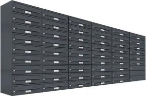 AL Briefkastensysteme Wandbriefkasten 51 Fach Premium Briefkasten A4 in RAL Farbe 7016 Anthrazit Grau