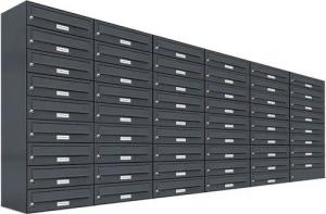 AL Briefkastensysteme Wandbriefkasten 53 Fach Premium Briefkasten A4 in RAL Farbe 7016 Anthrazit Grau
