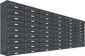 AL Briefkastensysteme Wandbriefkasten 52 Fach Premium Briefkasten A4 in RAL Farbe 7016 Anthrazit Grau