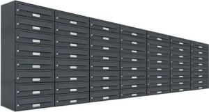 AL Briefkastensysteme Wandbriefkasten 56 Fach Premium Briefkasten A4 in RAL Farbe 7016 Anthrazit Grau