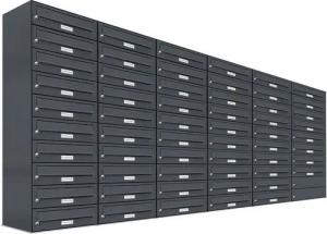 AL Briefkastensysteme Wandbriefkasten 58 Fach Premium Briefkasten A4 in RAL Farbe 7016 Anthrazit Grau
