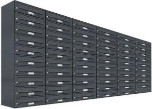 AL Briefkastensysteme Wandbriefkasten 59 Fach Premium Briefkasten A4 in RAL Farbe 7016 Anthrazit Grau