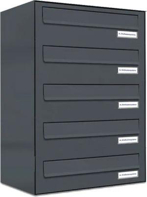 AL Briefkastensysteme Durchwurfbriefkasten 5 Fach Premium Briefkasten A4 in RAL 7016 Anthrazit Grau wetterfest