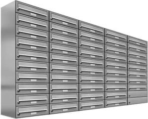 AL Briefkastensysteme Wandbriefkasten 48 Fach Premium Edelstahl Briefkasten Post A4 modern robustwetterfest