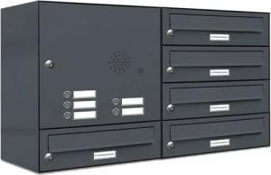 AL Briefkastensysteme Wandbriefkasten 5 Fach Premium Briefkasten A4 in RAL 7016 Anthrazit Grau wetterfest
