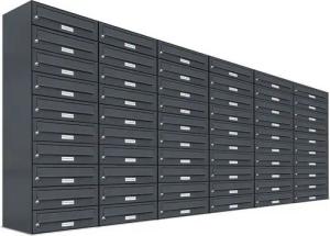 AL Briefkastensysteme Wandbriefkasten 60 Fach Premium Briefkasten A4 in RAL Farbe 7016 Anthrazit Grau