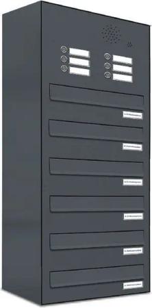 AL Briefkastensysteme Durchwurfbriefkasten 6 Fach Premium Briefkasten A4 in RAL 7016 Anthrazit Grau wetterfest
