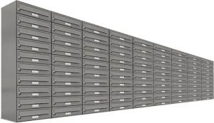 AL Briefkastensysteme Wandbriefkasten 90 Fach Premium Briefkasten A4 in RAL Farbe 9007 Aluminium Grau