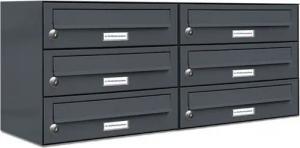 AL Briefkastensysteme Wandbriefkasten 6 Fach Premium Briefkasten A4 in RAL Farbe 7016 Anthrazit Grau
