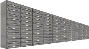 AL Briefkastensysteme Wandbriefkasten 100 Fach Premium Briefkasten A4 in RAL Farbe 9007 Aluminium Grau