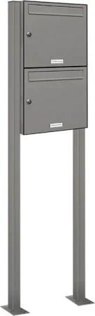 AL Briefkastensysteme Standbriefkasten 2 Fach Premium Briefkasten A4 in RAL 9007 Aluminium Grau wetterfest