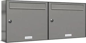 AL Briefkastensysteme Wandbriefkasten 2 Fach Premium Briefkasten A4 in RAL 9007 Aluminium Grau wetterfest
