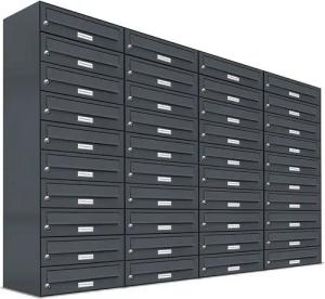 AL Briefkastensysteme Wandbriefkasten 40 Fach Premium Briefkasten A4 in RAL Farbe 7016 Anthrazit Grau