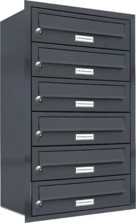 AL Briefkastensysteme Wandbriefkasten 6 Fach Premium Unterputz Briefkasten RAL 7016 Anthrazit wetterfest