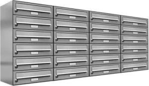 AL Briefkastensysteme Wandbriefkasten 24 Fach Premium Edelstahl Briefkasten Post A4 modern robustwetterfest