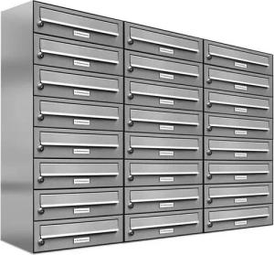 AL Briefkastensysteme Wandbriefkasten 24 Fach Premium Edelstahl Briefkasten Post A4 modern robustwetterfest