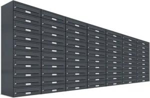 AL Briefkastensysteme Wandbriefkasten 70 Fach Premium Briefkasten A4 in RAL Farbe 7016 Anthrazit Grau