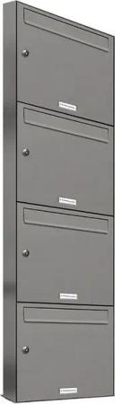 AL Briefkastensysteme Wandbriefkasten 4 Fach Premium Briefkasten A4 in RAL 9007 Aluminium Grau wetterfest