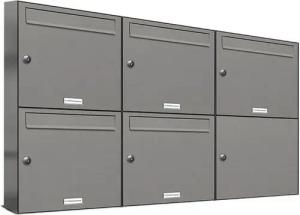 AL Briefkastensysteme Wandbriefkasten 5 Fach Premium Briefkasten A4 in RAL 9007 Aluminium Grau wetterfest