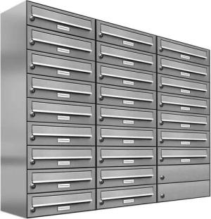 AL Briefkastensysteme Wandbriefkasten 25 Fach Premium Edelstahl Briefkasten Post A4 modern robustwetterfest