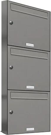 AL Briefkastensysteme Wandbriefkasten 3 Fach Premium Briefkasten A4 in RAL 9007 Aluminium Grau wetterfest