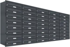 AL Briefkastensysteme Wandbriefkasten 40 Fach Premium Unterputz Briefkasten RAL 7016 Anthrazit wetterfest