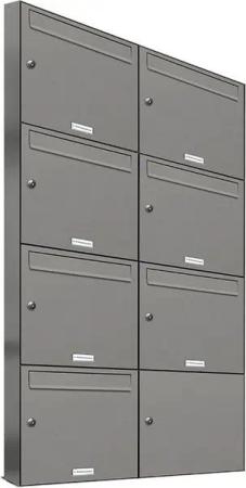 AL Briefkastensysteme Wandbriefkasten 7 Fach Premium Briefkasten A4 in RAL 9007 Aluminium Grau wetterfest