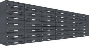 AL Briefkastensysteme Wandbriefkasten 42 Fach Premium Briefkasten A4 in RAL Farbe 7016 Anthrazit Grau