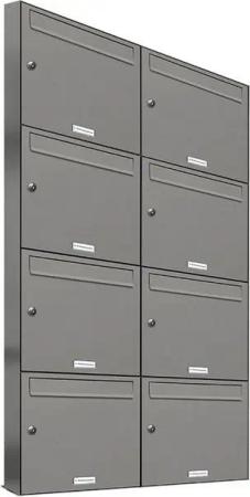 AL Briefkastensysteme Wandbriefkasten 8 Fach Premium Briefkasten A4 in RAL 9007 Aluminium Grau wetterfest