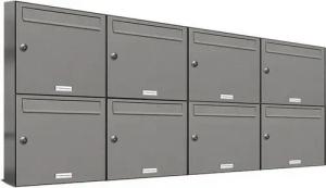 AL Briefkastensysteme Wandbriefkasten 8 Fach Premium Briefkasten A4 in RAL 9007 Aluminium Grau wetterfest