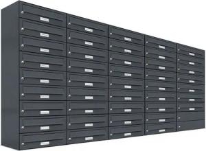 AL Briefkastensysteme Wandbriefkasten 43 Fach Premium Briefkasten A4 in RAL Farbe 7016 Anthrazit Grau