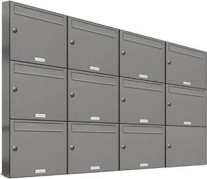 AL Briefkastensysteme Wandbriefkasten 11 Fach Premium Briefkasten A4 in RAL 9007 Aluminium Grau wetterfest