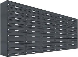 AL Briefkastensysteme Wandbriefkasten 44 Fach Premium Briefkasten A4 in RAL Farbe 7016 Anthrazit Grau