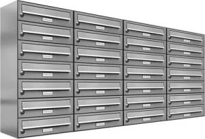 AL Briefkastensysteme Wandbriefkasten 28 Fach Premium Edelstahl Briefkasten Post A4 modern robustwetterfest