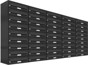 AL Briefkastensysteme Wandbriefkasten 45 Fach Premium Briefkasten A4 in RAL Farbe 7016 Anthrazit Grau