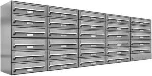 AL Briefkastensysteme Wandbriefkasten 29 Fach Premium Edelstahl Briefkasten Post A4 modern robustwetterfest