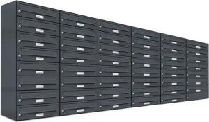 AL Briefkastensysteme Wandbriefkasten 47 Fach Premium Briefkasten A4 in RAL Farbe 7016 Anthrazit Grau