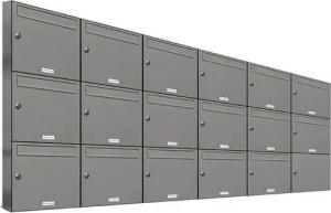 AL Briefkastensysteme Wandbriefkasten 17 Fach Premium Briefkasten A4 in RAL 9007 Aluminium Grau wetterfest