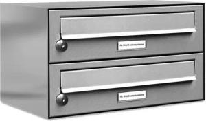 AL Briefkastensysteme Wandbriefkasten 2 Fach Premium Edelstahl Briefkasten Post A4 modern robustwetterfest