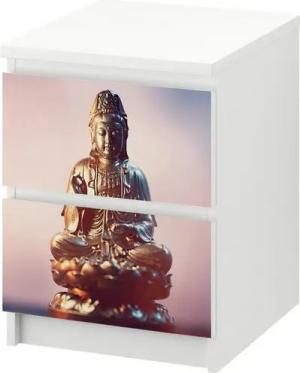 MyMaxxi Möbelfolie Kommodenaufkleber Malm goldene Buddha Statue Klebefolie Möbelfolie